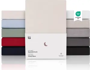 Простыня на резинке Premium 100x200 см, джерси - 100% хлопок, для матрасов шириной до 25 см - цвет слоновой кости Blumtal