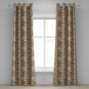 Штора на люверсах ABAKUHAUS Coffee, с изображением различных типографских изображений зерен кофе на абстрактном винтажном фоне, декоративные двухпанельные шторы, 280 см x 225 см, бледно-коричневый, черный цвет Abakuhaus