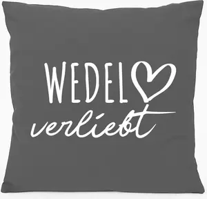 Подушка для дивана Huuraa Wedel Love Gift 40x40 см с наполнителем из серо-стального хлопка Wedel Souvenir Hellweg Druckerei