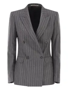 Двубортный блейзер в тонкую полоску Tagliatore, серый