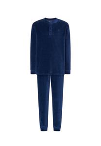 Мужская зимняя длинная бархатная пижама в полоску, синяя El Búho NOCTURNO, синий