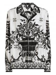 Dolce & Gabbana шелковая рубашка с принтом Majolica, белый