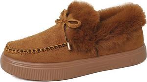 Зимние женские ботинки Ladmiple с широким диапазоном, теплые с меховой подкладкой, противоскользящие, для улицы, с шнуровкой, ботильоны до щиколотки, H-Brown