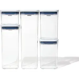 Система хранения OXO Good Grips «POP», (набор, 5 предметов), герметичная, штабелируемая, компактная, можно мыть в посудомоечной машине, цвет transparent