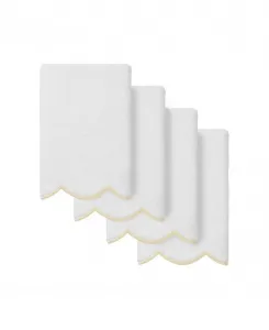 Набор из 4 хлопковых полотенец Adornia Scallop, размер 28 x 46 см Linum Home, белый/бежевый