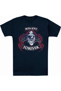 Футболка с коротким рукавом для взрослых Bon Jovi Forever Skull Gildan, темно-синий