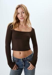 Топ Stradivarius Long sleeved top, Dark Brown