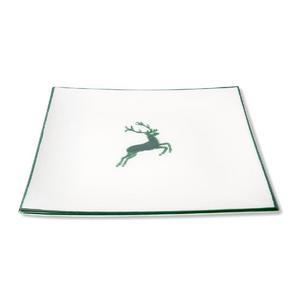 Тарелка зеленая олень 26x26x2,2 см Gmundner Keramik, белый/зеленый