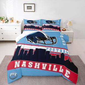 Erosebridal Комплект постельного белья Football с американским футболом в фиолетовых тонах Nashville, Blue Black
