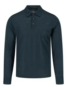 Поло из чистой шерсти с пуговицами Zanone, зеленый