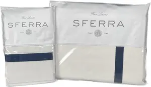 Охлаждающее, мягкое и дышащее постельное белье, комплект из 4 простыней размера "Queen-Size", белый / темно-синий Sferra, белый/морской