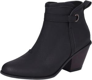 Женские ботильоны с низким каблуком, круглый носок, удобная поддержка свода стопы, сапожки на осень 2023 года, модные стильные ботинки для женщин Generic, Black