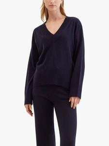 Джемпер с v-образным вырезом из смеси шерсти и кашемира Chinti & Parker, темно-синий