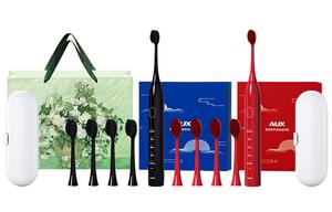 AUX Электрическая зубная щетка Soundwave вибрирующие мягкие и тонкие щетинки гладкие и ярко-белые стиль для пары