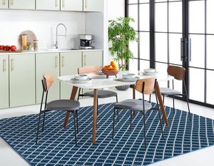 Ковер-дорожка SAFAVIEH, 69 x 275 см, Montauk Collection, Navy & Ivory, бохо дизайн, идеален для помещений с высокой проходимостью: прихожая, ванная и кухня (MTK706N-29)