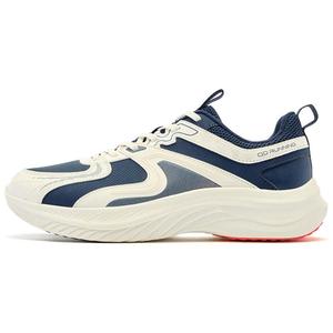 QIAODAN Амортизирующие нескользящие легкие низкие кеды для бега мужские бежево-голубые - графитово-голубые/слоновая кость, цвет Graphite Blue/Ivory