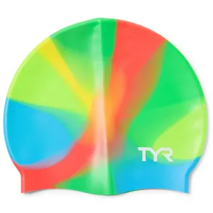 Силиконовая шапочка для плавания с узором тай-дай - для детей TYR, Blue/Yellow/Green/Orange