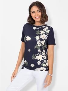 Рубашка с круглым вырезом в темно-синем и бежевом цвете с принтом WITT WEIDEN