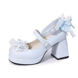 SHUMO Женские туфли Мэри Джейн на массивном каблуке синие, цвет Blue