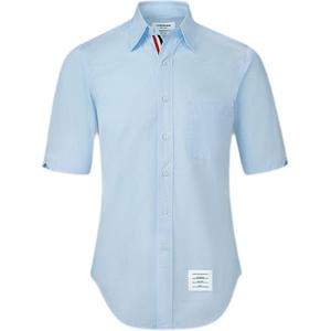 Футболка с коротким рукавом из поплина THOM BROWNE, светло-голубой