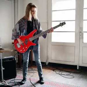 Бас-гитара Glarry GIB 4 струны полноразмерная - красная