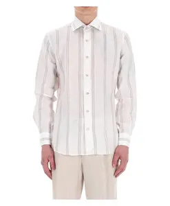 Полосатая льняная рубашка Eleventy, белый