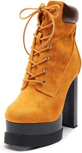 Женские ретро ботильоны YDN с закрытым круглым носком, двойной платформой, высокими каблуками, шнуровкой, для формальной и офисной одежды, размер 4-16 US, Chestnut