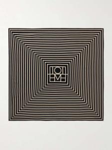 Шелковый крепдешиновый шарф с принтом Toteme, черный