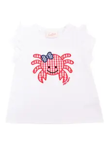 Футболка с оборками и нашивкой Crab MC2 Saint Barth Kids, нейтральный