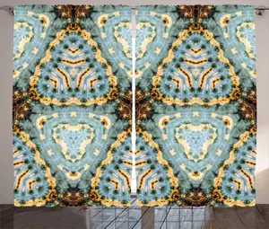 Шторы из ткани ABAKUHAUS в деревенском стиле, с рисунком тай-дай, батик, для спальни, со сборками, петлями и крючками, 280 x 225 см, коричнево-синего цвета Abakuhaus