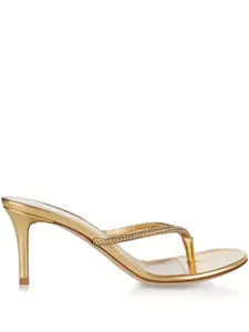 Сандалии-шлепки, украшенные кристаллами Gianvito Rossi, золотой