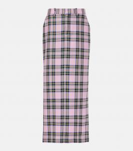 Юбка миди из шерстяной клетчатой ткани Area, розовый