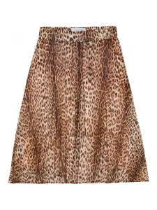 Юбка в складку с принтом ягуара Roberto Cavalli, коричневый