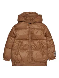 Стеганая куртка с капюшоном Nº21 Kids, коричневый