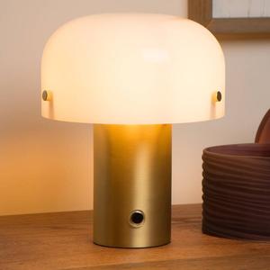 Настольная лампа Lucide Timon, опаловое стекло - золото - 18 х 18 см