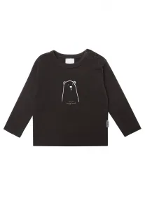 Лилипутовая рубашка с длинными рукавами "Мишка" и удобным круглым вырезом Liliput, черный