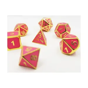 Набор «Свечение в темноте» — розовый с золотом (7), Dice Sets - Metal (Foam Brain Games)