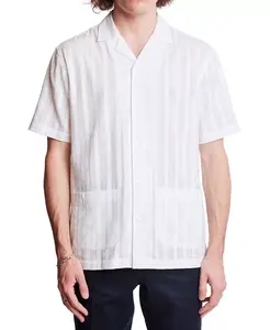 Мужская тонкая в полоску рубашка с коротким рукавом и пуговицами спереди в стиле кэмп Paisley & Gray, белый