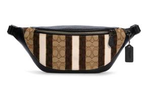 Warren Canvas Кожаная Сумка Через Плечо Поясная Сумка Большого Размера Мужская Хаки Коричневый И Черный Цвет Блокинг COACH