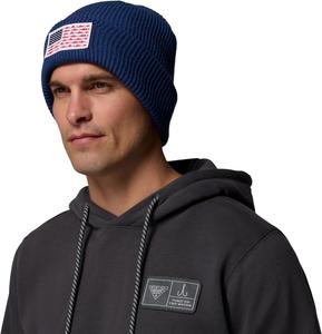 Columbia Unisex-Adult PFG Patch Beanie, Carbon/Fish Flag