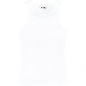 Ребристый майка-ловерол GANNI, ярко-белый