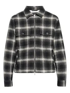 Клетчатая рубашка Bayo на молнии Allsaints, черный