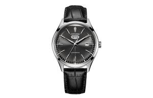 CITIZEN Механические часы серии Mechanical Movement с ремешком из коровьей кожи, мужские часы, черный циферблат