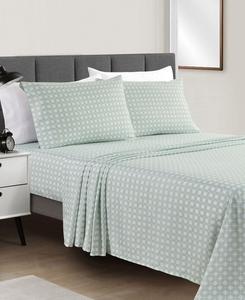Комплект постельного белья из микрофибры с принтом, размер 4, легко моется, простыни размера King Macy's, цвет sage interlocking