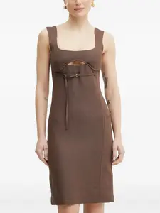 Платье мини со сборками Patrizia Pepe, коричневый