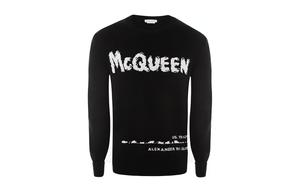 Футболка с интарсией в стиле граффити Alexander McQueen, черный