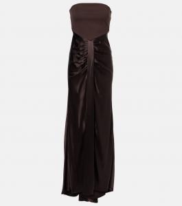 Платье миди Wayfaring без бретелек со сборками Staud, Dark Chocolate