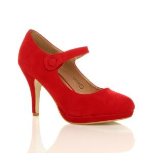 Туфли-лодочки Mary Jane из искусственной замши на высоком тонком каблуке AJVANI, красный