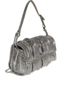 Сумка на плечо Iris Mercury с кольчужной отделкой Benedetta Bruzziches, серебристый