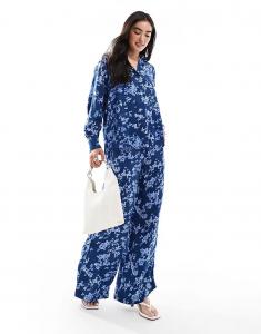 Широкие брюки с принтом French Connection Delphine синего цвета